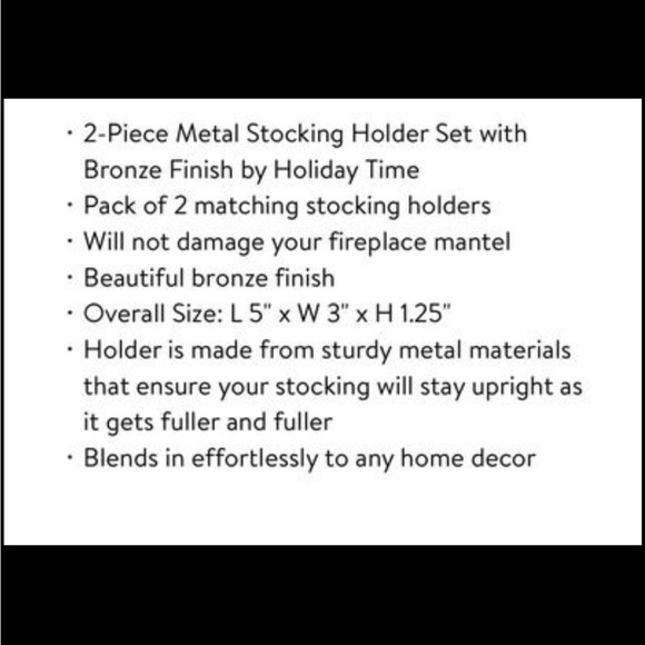 Metal Stocking Holder Set with Bronze Finish by Holiday Time 2 Piece - Picture 6 of 8